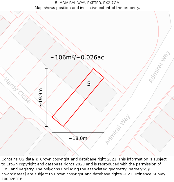 5, ADMIRAL WAY, EXETER, EX2 7GA: Plot and title map