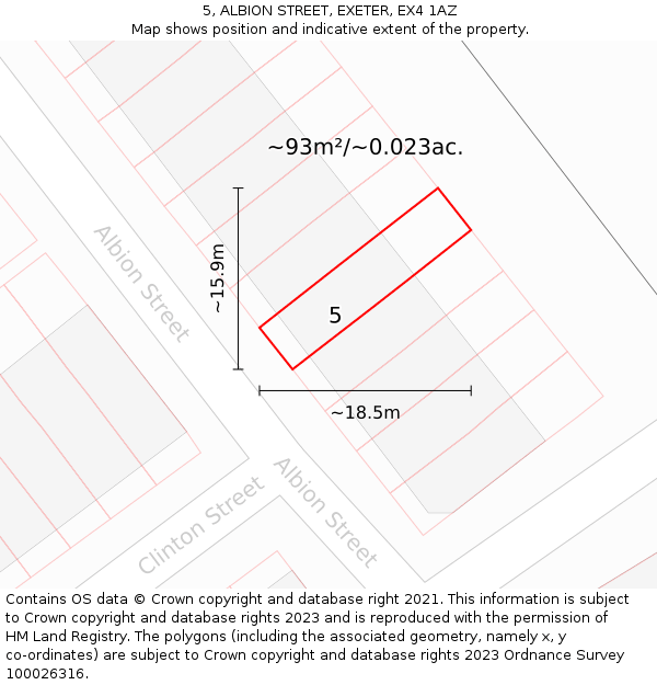 5, ALBION STREET, EXETER, EX4 1AZ: Plot and title map