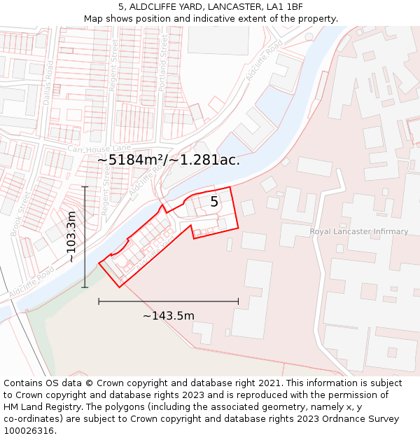 5, ALDCLIFFE YARD, LANCASTER, LA1 1BF: Plot and title map