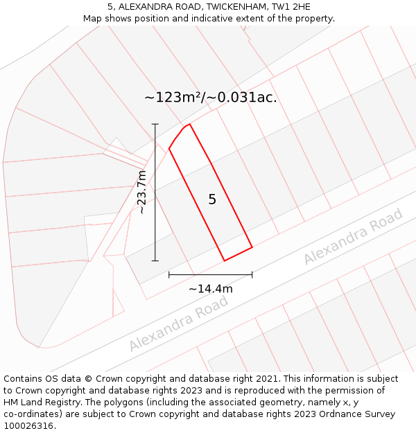 5, ALEXANDRA ROAD, TWICKENHAM, TW1 2HE: Plot and title map