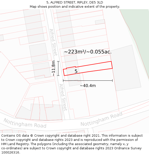 5, ALFRED STREET, RIPLEY, DE5 3LD: Plot and title map