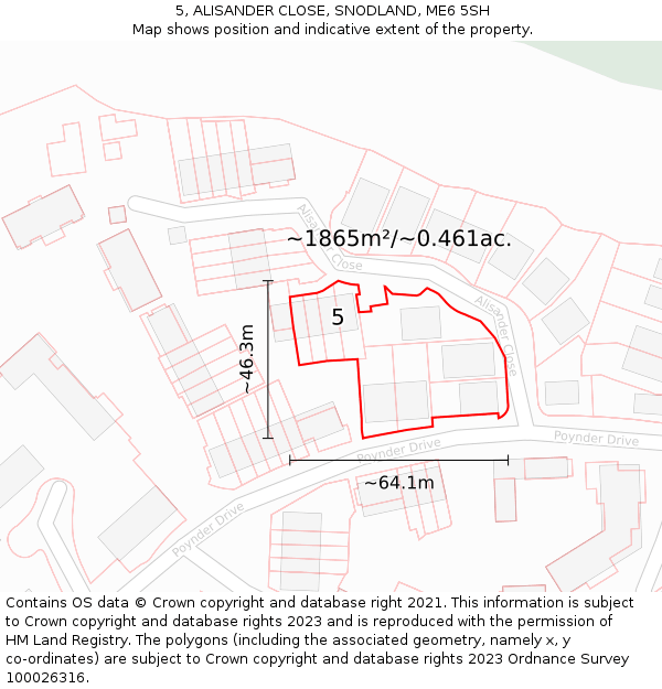 5, ALISANDER CLOSE, SNODLAND, ME6 5SH: Plot and title map