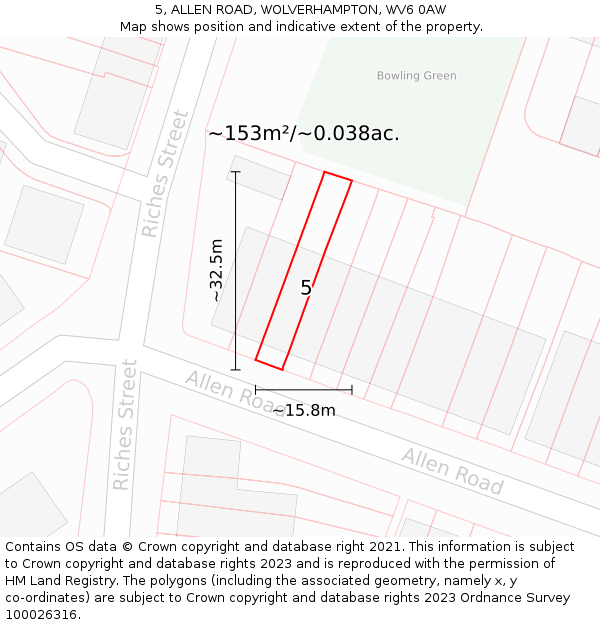 5, ALLEN ROAD, WOLVERHAMPTON, WV6 0AW: Plot and title map