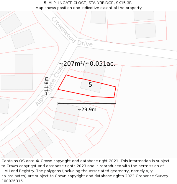 5, ALPHINGATE CLOSE, STALYBRIDGE, SK15 3RL: Plot and title map