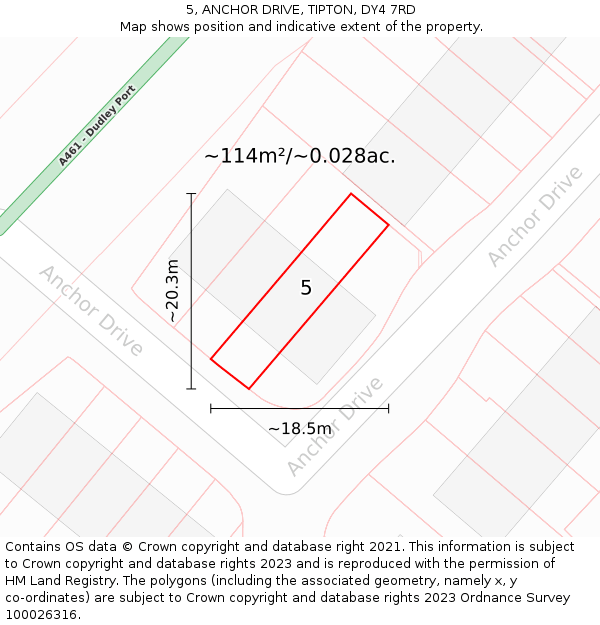 5, ANCHOR DRIVE, TIPTON, DY4 7RD: Plot and title map