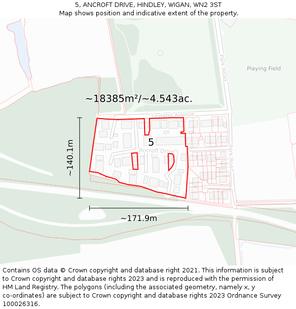 5, ANCROFT DRIVE, HINDLEY, WIGAN, WN2 3ST: Plot and title map