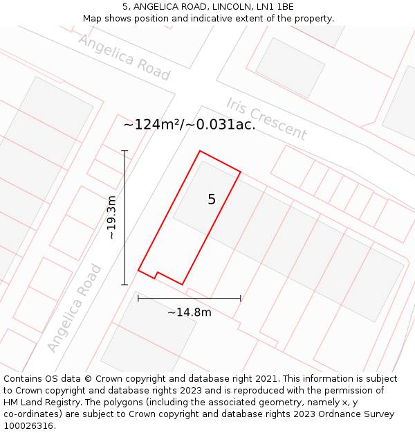 5, ANGELICA ROAD, LINCOLN, LN1 1BE: Plot and title map