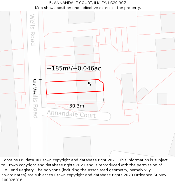 5, ANNANDALE COURT, ILKLEY, LS29 9SZ: Plot and title map