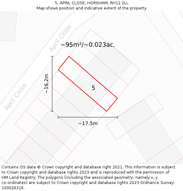 5, APRIL CLOSE, HORSHAM, RH12 2LL: Plot and title map
