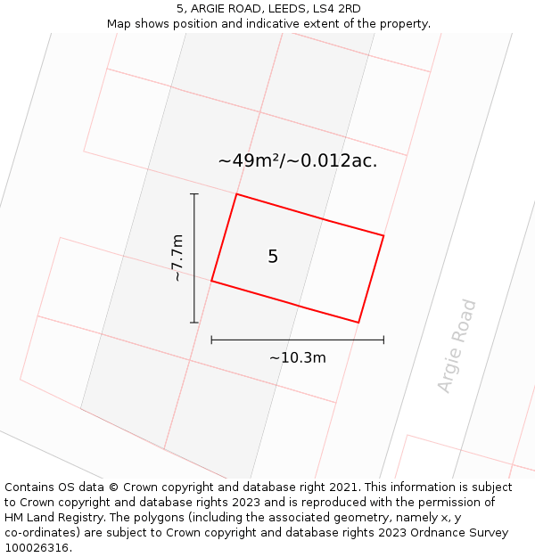 5, ARGIE ROAD, LEEDS, LS4 2RD: Plot and title map