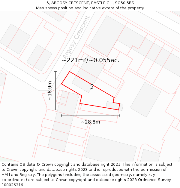5, ARGOSY CRESCENT, EASTLEIGH, SO50 5RS: Plot and title map