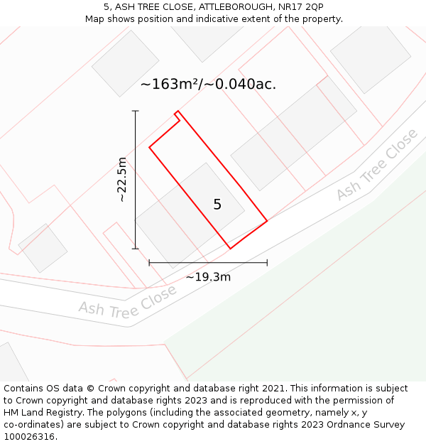 5, ASH TREE CLOSE, ATTLEBOROUGH, NR17 2QP: Plot and title map