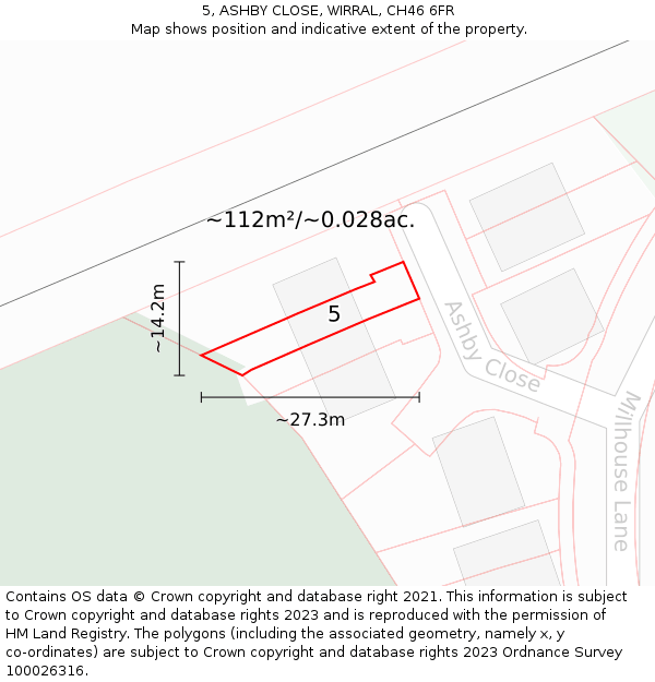 5, ASHBY CLOSE, WIRRAL, CH46 6FR: Plot and title map