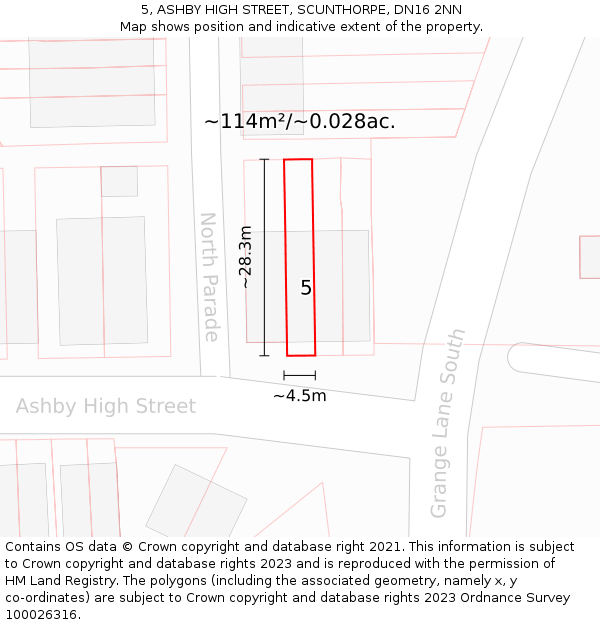 5, ASHBY HIGH STREET, SCUNTHORPE, DN16 2NN: Plot and title map