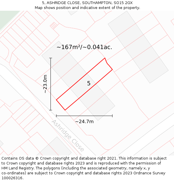 5, ASHRIDGE CLOSE, SOUTHAMPTON, SO15 2GX: Plot and title map