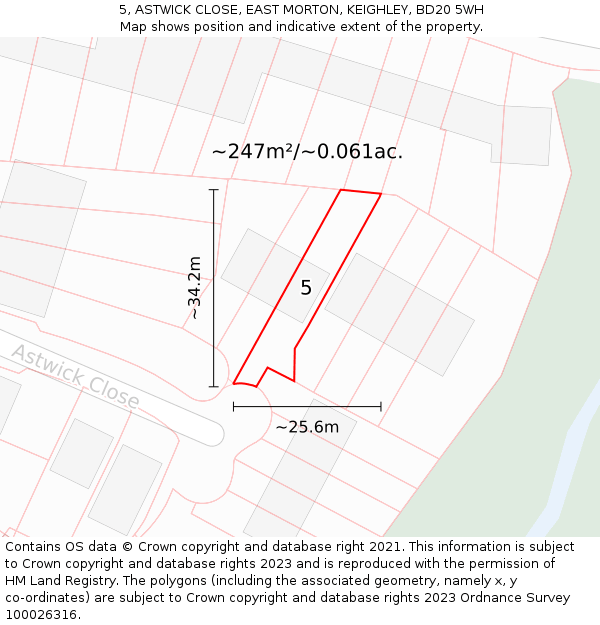5, ASTWICK CLOSE, EAST MORTON, KEIGHLEY, BD20 5WH: Plot and title map