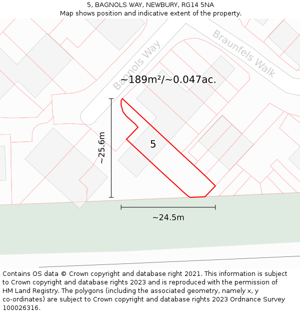 5, BAGNOLS WAY, NEWBURY, RG14 5NA: Plot and title map