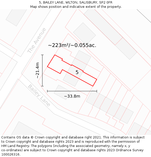 5, BAILEY LANE, WILTON, SALISBURY, SP2 0FR: Plot and title map