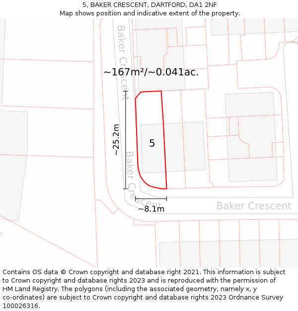5, BAKER CRESCENT, DARTFORD, DA1 2NF: Plot and title map