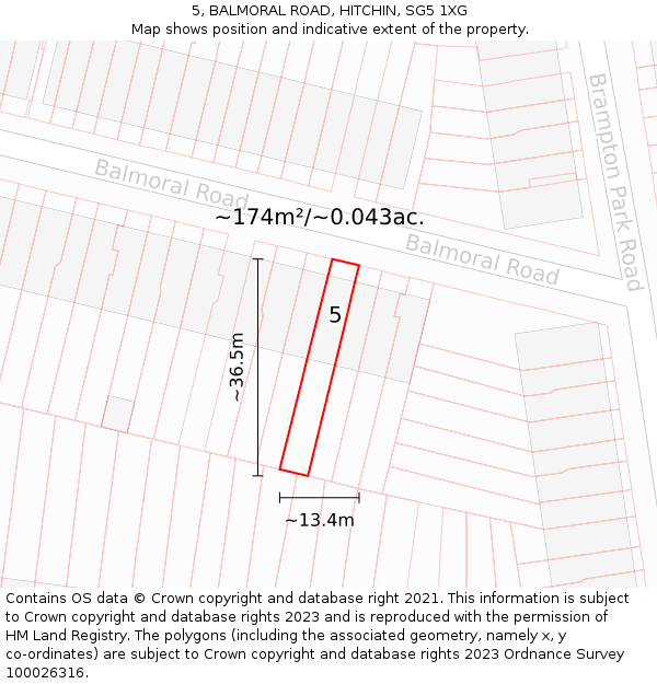 5, BALMORAL ROAD, HITCHIN, SG5 1XG: Plot and title map