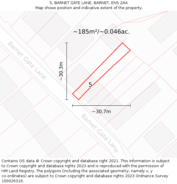 5, BARNET GATE LANE, BARNET, EN5 2AA: Plot and title map