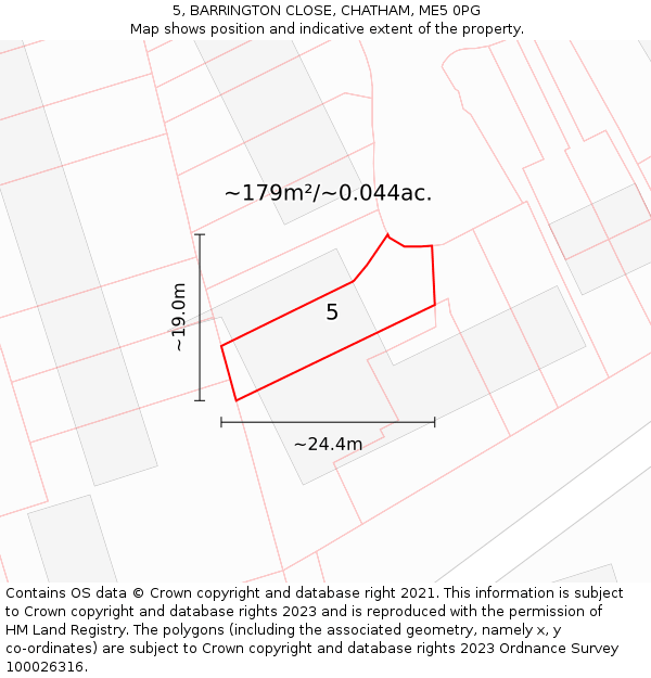 5, BARRINGTON CLOSE, CHATHAM, ME5 0PG: Plot and title map