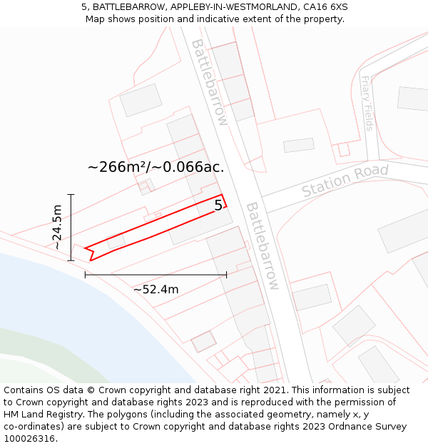 5, BATTLEBARROW, APPLEBY-IN-WESTMORLAND, CA16 6XS: Plot and title map