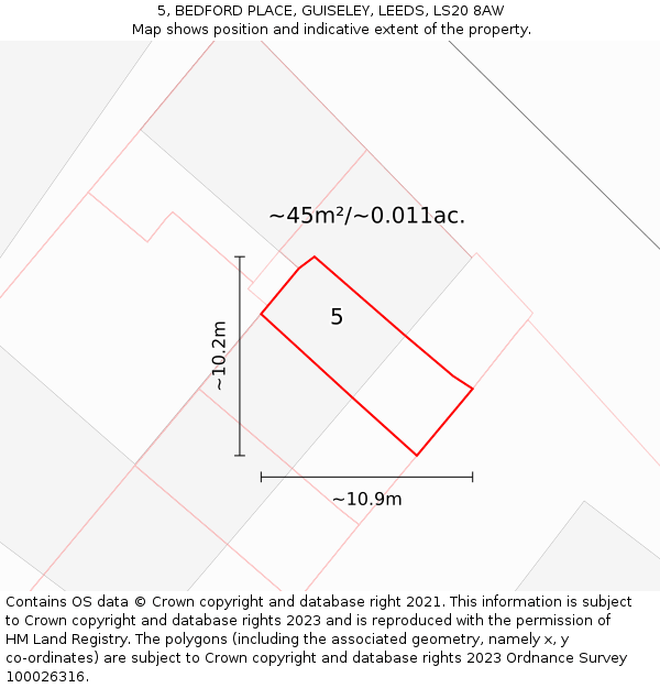 5, BEDFORD PLACE, GUISELEY, LEEDS, LS20 8AW: Plot and title map