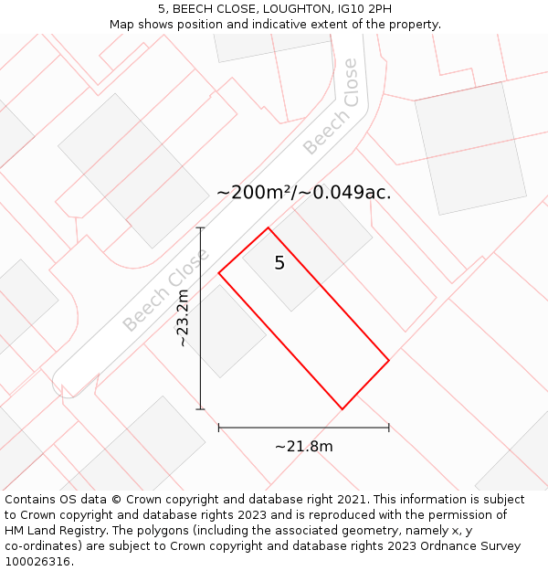 5, BEECH CLOSE, LOUGHTON, IG10 2PH: Plot and title map