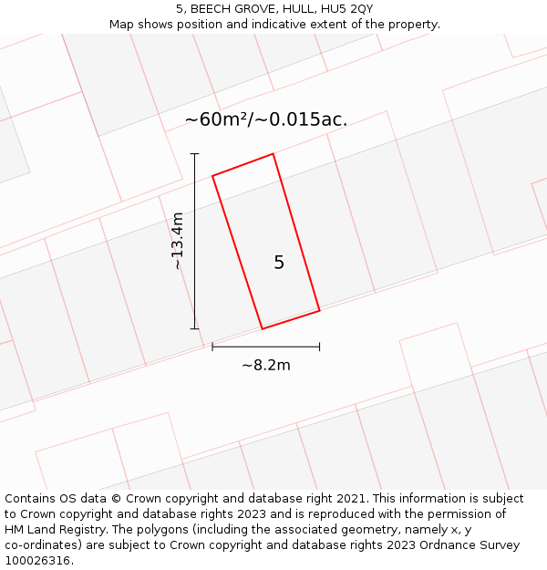 5, BEECH GROVE, HULL, HU5 2QY: Plot and title map