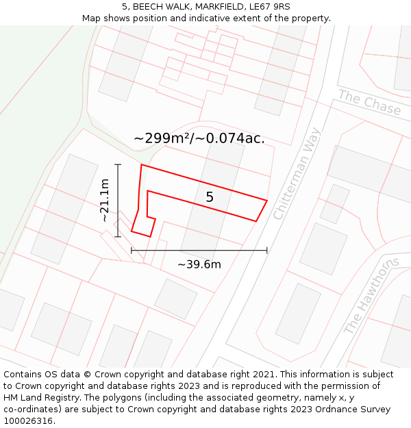 5, BEECH WALK, MARKFIELD, LE67 9RS: Plot and title map