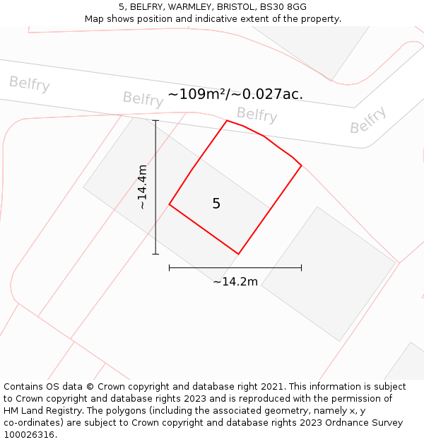 5, BELFRY, WARMLEY, BRISTOL, BS30 8GG: Plot and title map