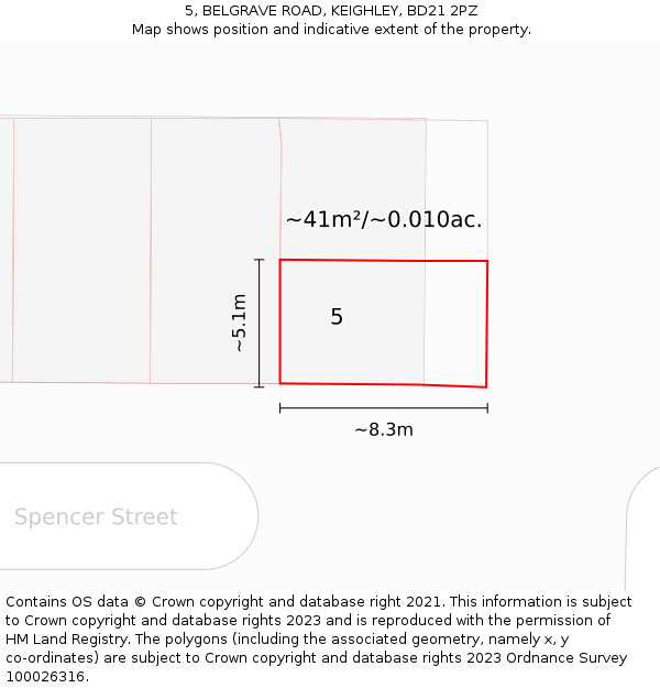 5, BELGRAVE ROAD, KEIGHLEY, BD21 2PZ: Plot and title map