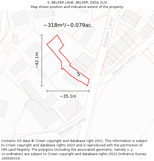 5, BELPER LANE, BELPER, DE56 2UG: Plot and title map