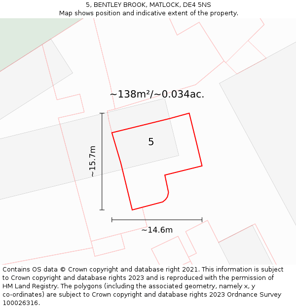 5, BENTLEY BROOK, MATLOCK, DE4 5NS: Plot and title map