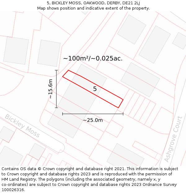5, BICKLEY MOSS, OAKWOOD, DERBY, DE21 2LJ: Plot and title map