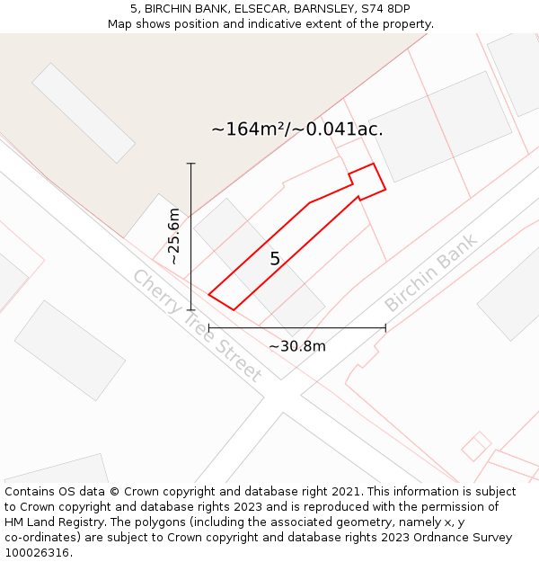 5, BIRCHIN BANK, ELSECAR, BARNSLEY, S74 8DP: Plot and title map
