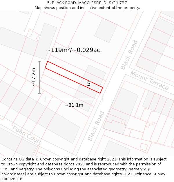 5, BLACK ROAD, MACCLESFIELD, SK11 7BZ: Plot and title map