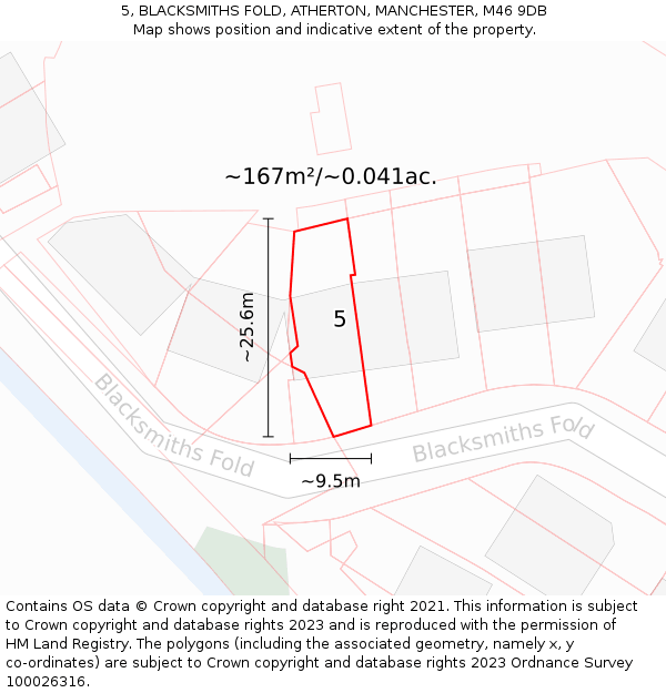 5, BLACKSMITHS FOLD, ATHERTON, MANCHESTER, M46 9DB: Plot and title map
