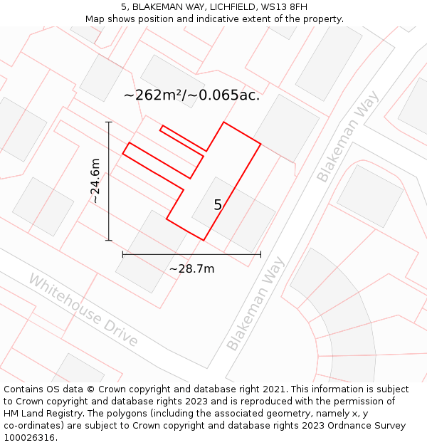 5, BLAKEMAN WAY, LICHFIELD, WS13 8FH: Plot and title map