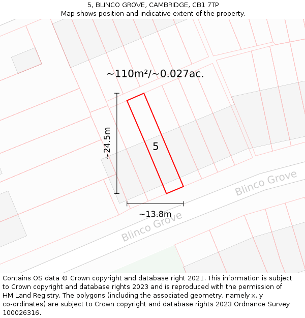 5, BLINCO GROVE, CAMBRIDGE, CB1 7TP: Plot and title map