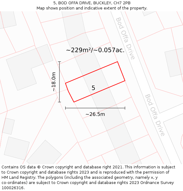 5, BOD OFFA DRIVE, BUCKLEY, CH7 2PB: Plot and title map