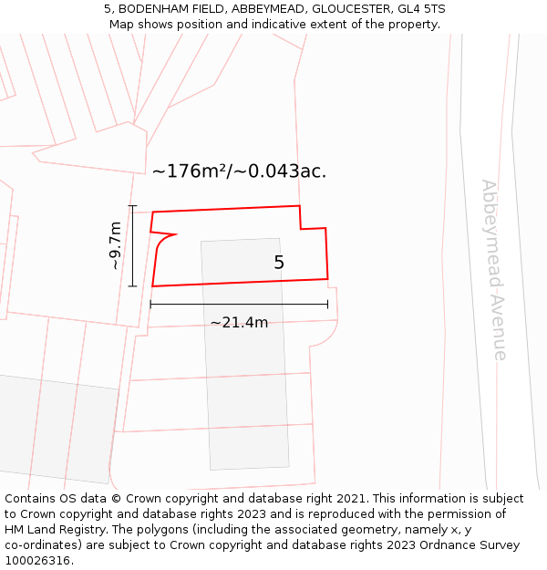 5, BODENHAM FIELD, ABBEYMEAD, GLOUCESTER, GL4 5TS: Plot and title map
