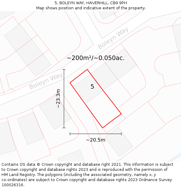 5, BOLEYN WAY, HAVERHILL, CB9 9PH: Plot and title map