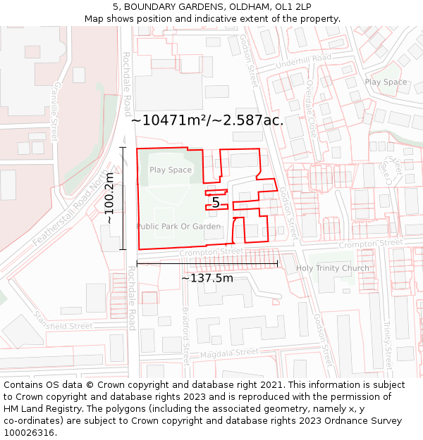 5, BOUNDARY GARDENS, OLDHAM, OL1 2LP: Plot and title map