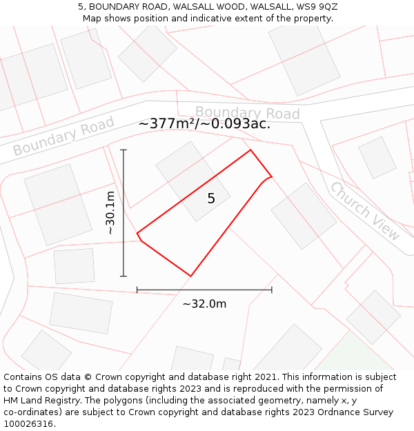 5, BOUNDARY ROAD, WALSALL WOOD, WALSALL, WS9 9QZ: Plot and title map