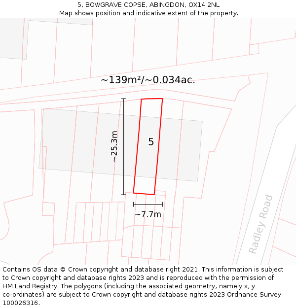 5, BOWGRAVE COPSE, ABINGDON, OX14 2NL: Plot and title map