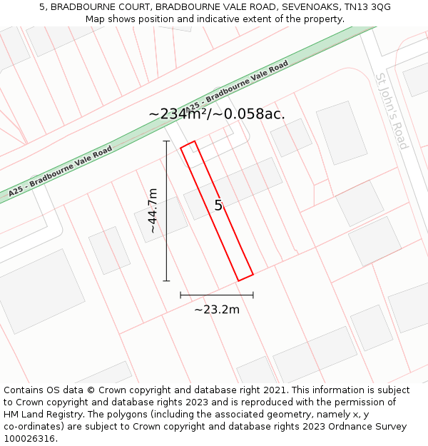 5, BRADBOURNE COURT, BRADBOURNE VALE ROAD, SEVENOAKS, TN13 3QG: Plot and title map