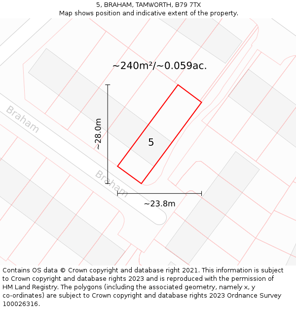 5, BRAHAM, TAMWORTH, B79 7TX: Plot and title map