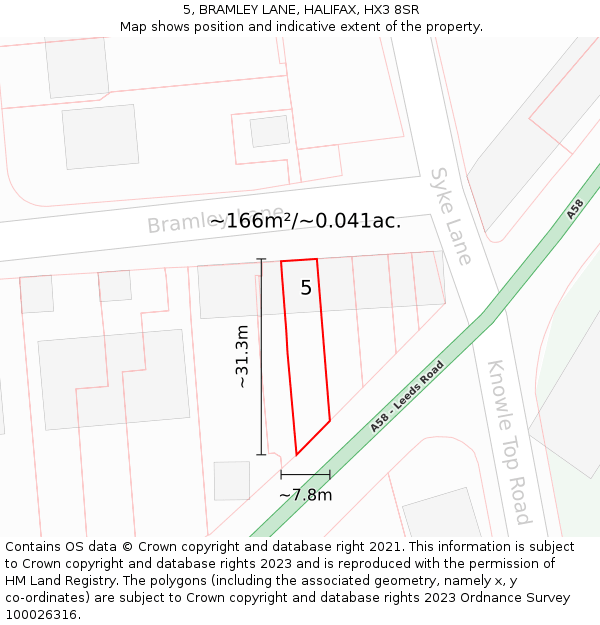 5, BRAMLEY LANE, HALIFAX, HX3 8SR: Plot and title map